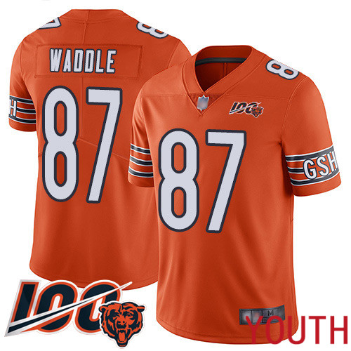Chicago Bears Limited Orange Youth Tom Waddle Alternate Jersey NFL Football #87 100th Season